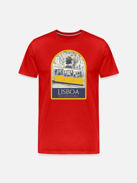 Illustration Bica funicular, Lisbon - Men's Premium Organic T-Shirt - red
