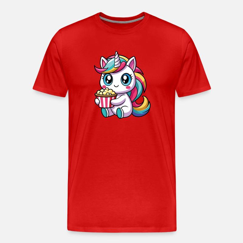 Popcorn Einhorn - Männer Premium Bio T-Shirt - Rot