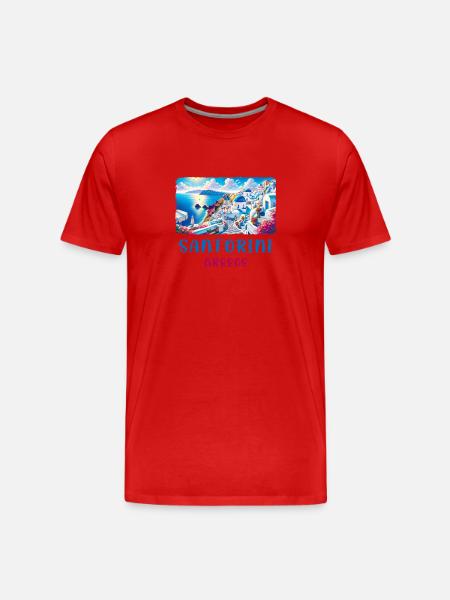 Santorini Greece ocean vacation trips - Men's Premium Organic T-Shirt - red