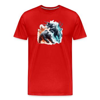 Finance Taureau Bear Fight Wall Street cadeau - T-shirt bio Premium Homme - rouge - Devant - Damien (186cm)