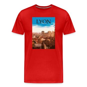 Lyon - Men's Premium Organic T-Shirt - red - Front - Damien (186cm)