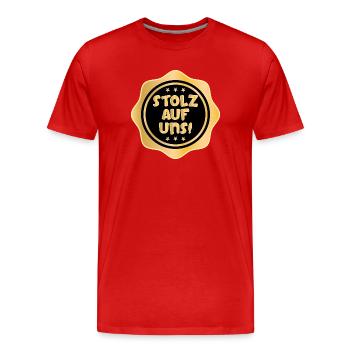 STOLZ AUF UNS FAMILIE - Männer Premium Bio T-Shirt - Rot - Vorne - Damien (186cm)