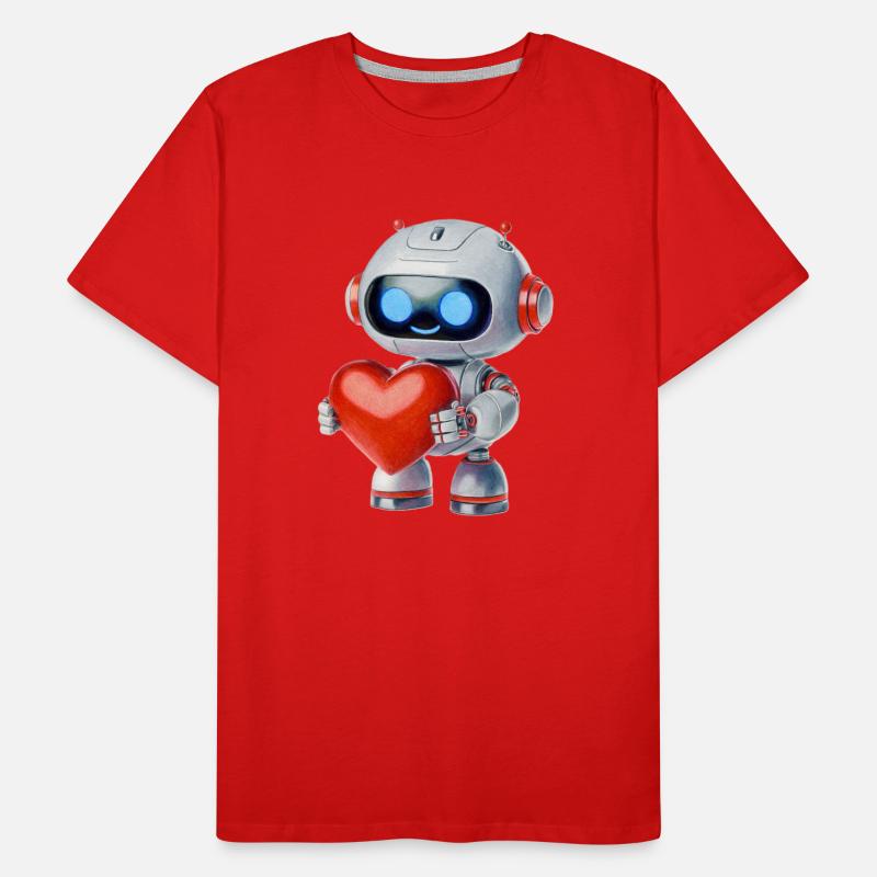 Roboter mit Herz Männer Premium Bio T-Shirt