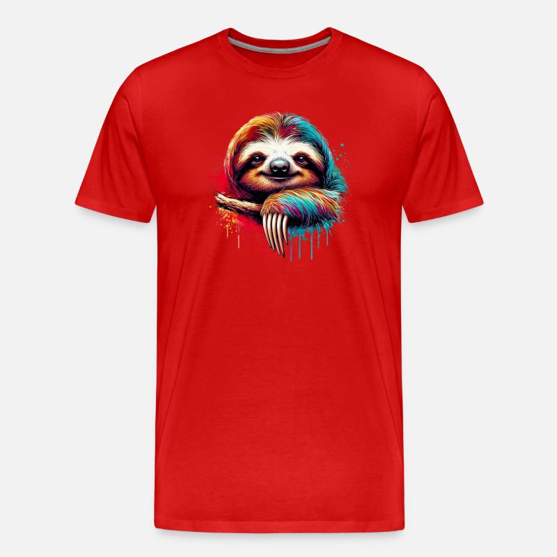 Faultier - Männer Premium Bio T-Shirt - Rot