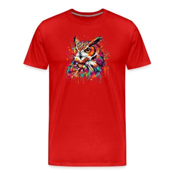 Owl - Men's Premium Organic T-Shirt - red - Front - Damien (186cm)