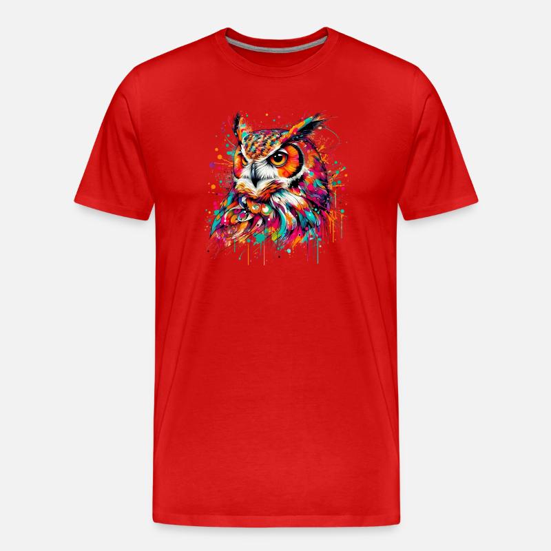 Eule - Männer Premium Bio T-Shirt - Rot