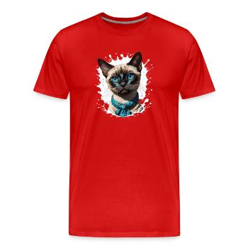 Siamkatze - Männer Premium Bio T-Shirt - Rot - Vorne - Damien (186cm)