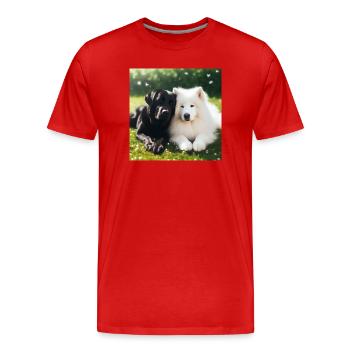 OIG1-KARTON - Männer Premium Bio T-Shirt - Rot - Vorne - Damien (186cm)