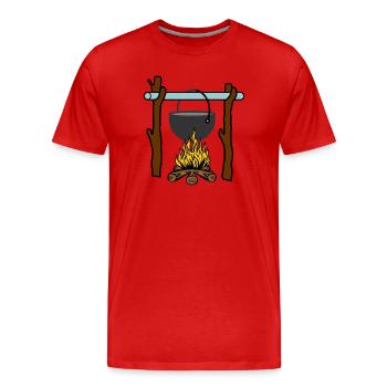Pan sur la survie au feu de camp - T-shirt bio Premium Homme - rouge - Devant - Damien (186cm)