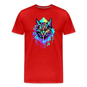 Chat Art Street Art Graffiti Dessin - T-shirt bio Premium Homme - rouge - Devant - Damien (186cm)