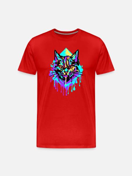 Cat Art Street Art Graffiti Drawing - Men's Premium Organic T-Shirt - red