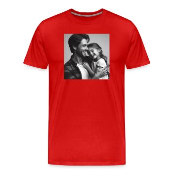Père et fille s’aiment - T-shirt bio Premium Homme - rouge - Devant - Damien (186cm)