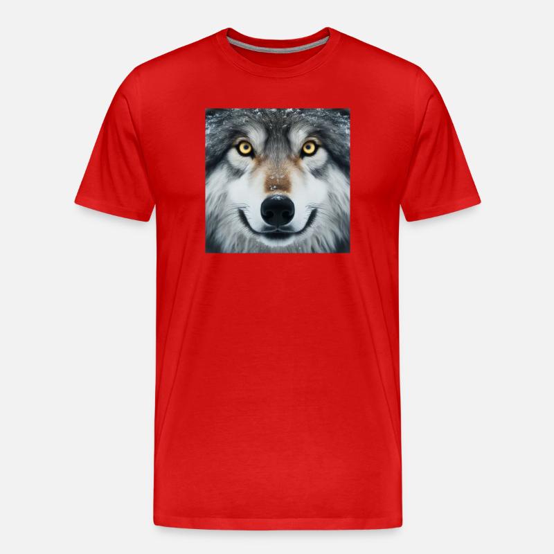 Der Blick des Wolfes - Männer Premium Bio T-Shirt - Rot