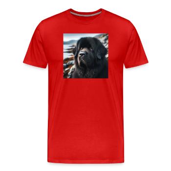 Freundlichkeit zum Hund: Der Neufundländer - Männer Premium Bio T-Shirt - Rot - Vorne - Damien (186cm)