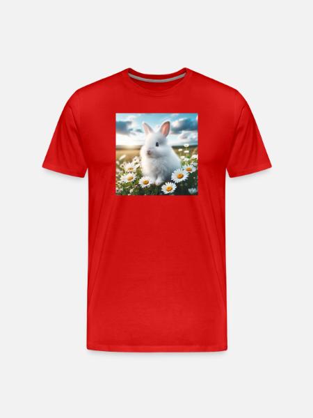 Adorable lapin blanc - T-shirt bio Premium Homme - rouge