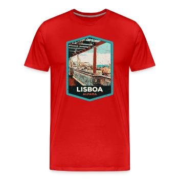 Illustration Alfama, Lisbon - Men's Premium Organic T-Shirt - red - Front - Damien (186cm)