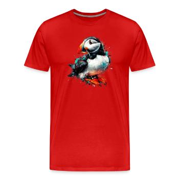 Puffin - Men's Premium Organic T-Shirt - red - Front - Damien (186cm)
