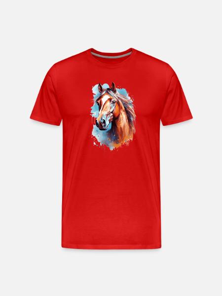Conception du cheval Aqaurell - T-shirt bio Premium Homme - rouge