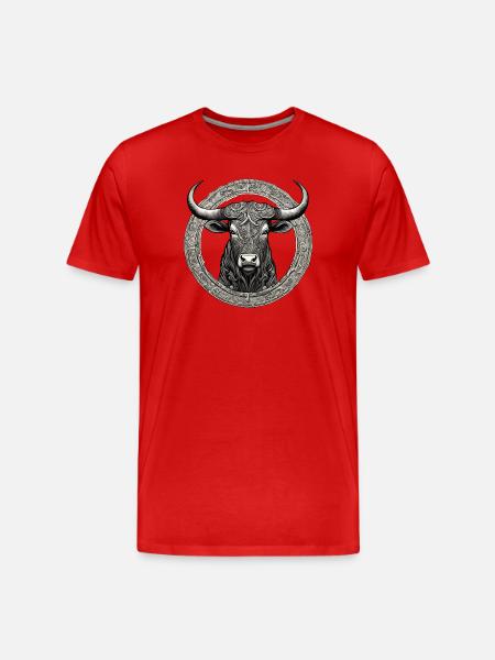 Taurus Widder Bulle Kuh ochse Designe - Männer Premium Bio T-Shirt - Rot