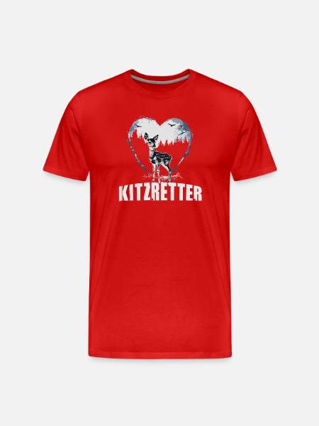 Kitzretter Herz Wald Fohlen - Männer Premium Bio T-Shirt - Rot