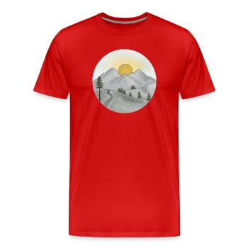 Mountain idyll at sunset in spring - Men's Premium Organic T-Shirt - red - Front - Damien (186cm)