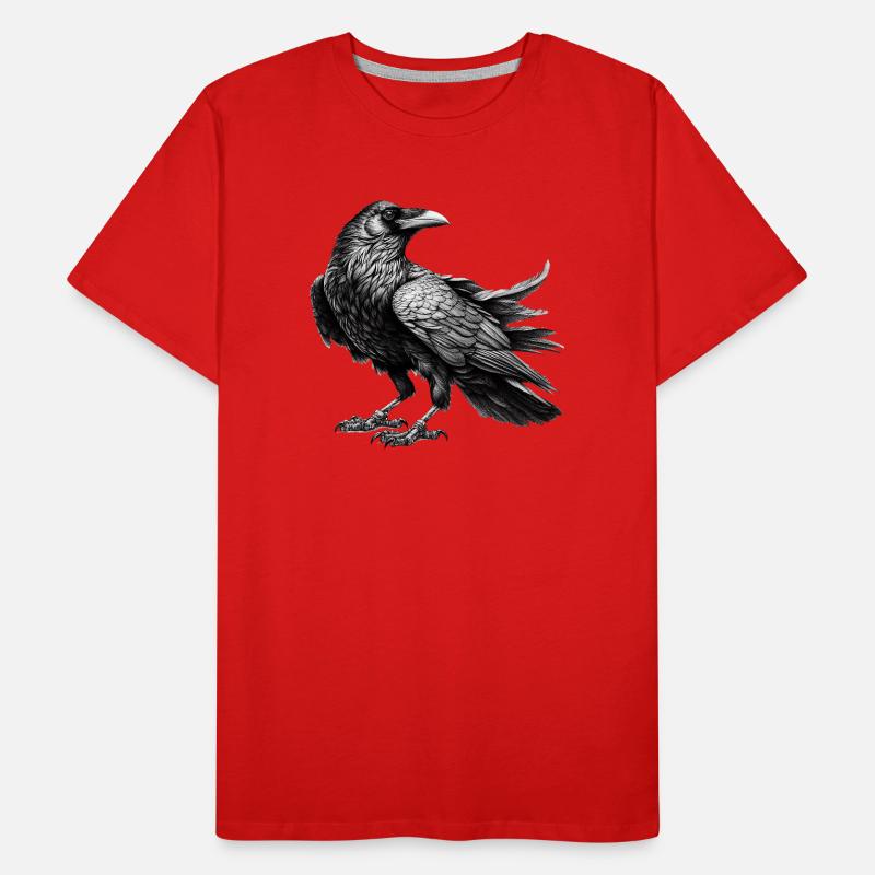 Schwarzweiß Raben Illustration Männer Premium Bio T-Shirt