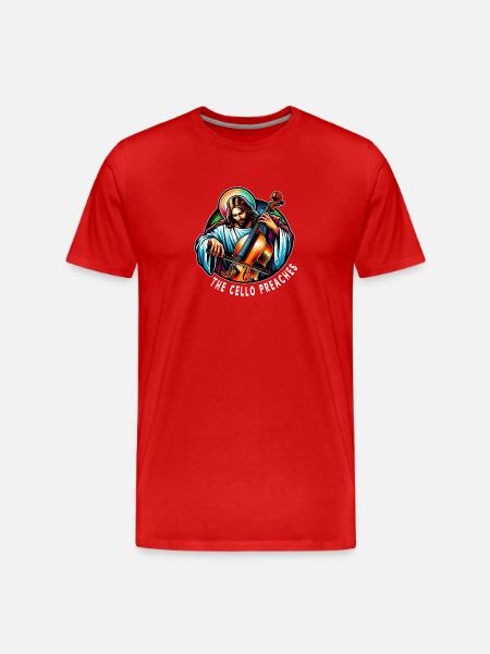 Le violoncelle prêche Jésus-Christ - T-shirt bio Premium Homme - rouge