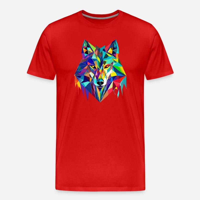 Der mit dem Wolf tanzt - Männer Premium Bio T-Shirt - Rot