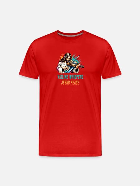 Violin whispers Jesus peace design - Men's Premium Organic T-Shirt - red