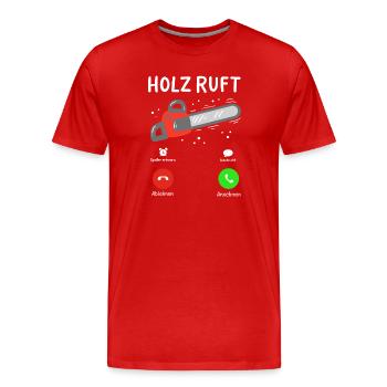 Holz Holzfäller - Männer Premium Bio T-Shirt - Rot - Vorne - Damien (186cm)