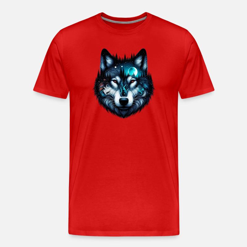 Wolf - Männer Premium Bio T-Shirt - Rot
