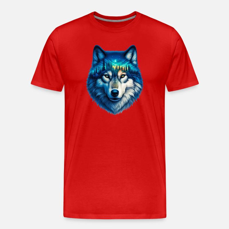 Wolf - Männer Premium Bio T-Shirt - Rot