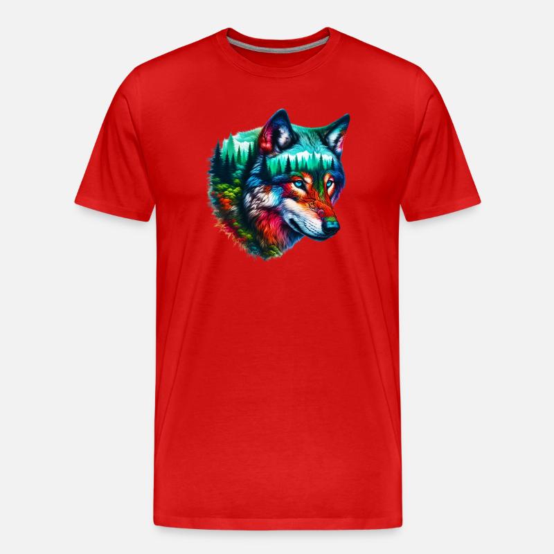 Wolf - Männer Premium Bio T-Shirt - Rot