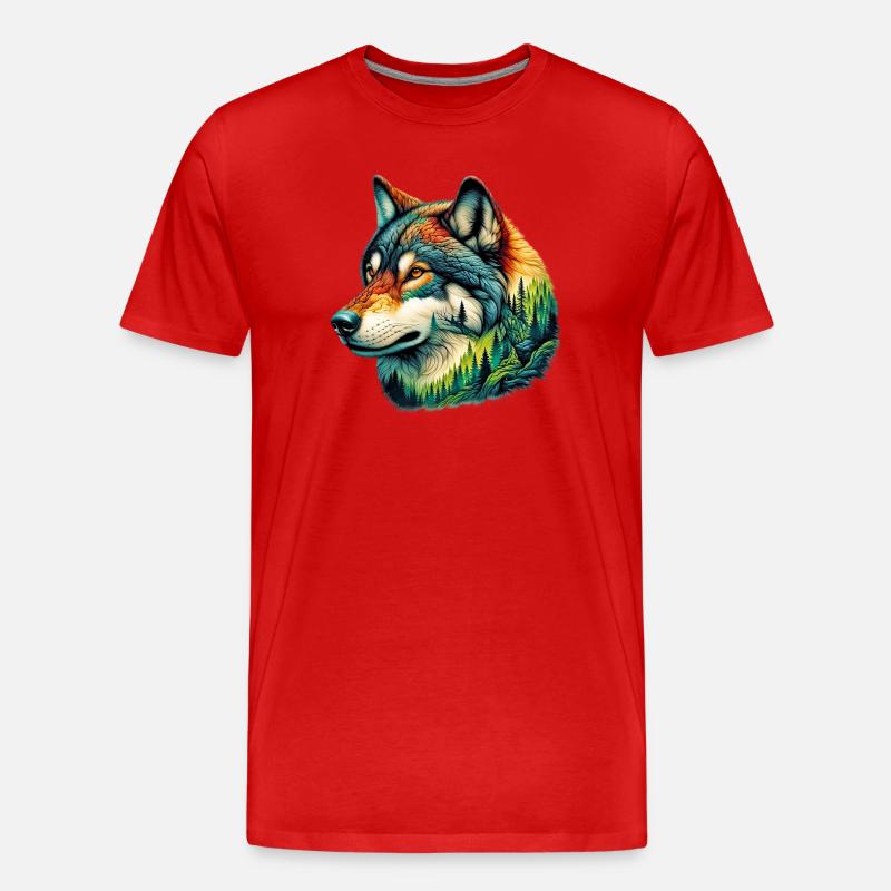 Wolf - Männer Premium Bio T-Shirt - Rot