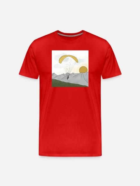 Paraglider sailing in the mountains sunset - Men's Premium Organic T-Shirt - red