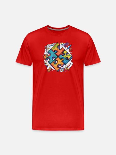 Puzzle sur fond blanc - T-shirt bio Premium Homme - rouge