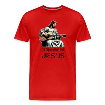 guitar chords for Jesus Christ music - Men's Premium Organic T-Shirt - red - Front - Damien (186cm)