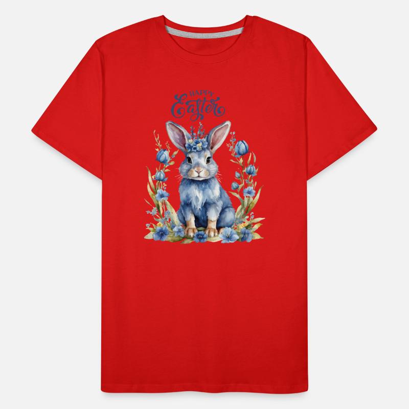 Teal Easter Bunny with Congratulations Men's Premium Organic T-Shirt