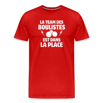 Pétanque, Bowler, Pétanque-Fan - Männer Premium Bio T-Shirt - Rot - Vorne - Damien (186cm)