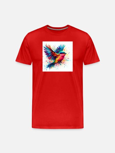 Aquarell Vogel Fliegen - Männer Premium Bio T-Shirt - Rot