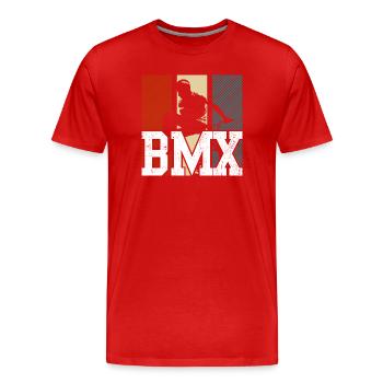 BMX Jump Neon Panels - Men's Premium Organic T-Shirt - red - Front - Damien (186cm)