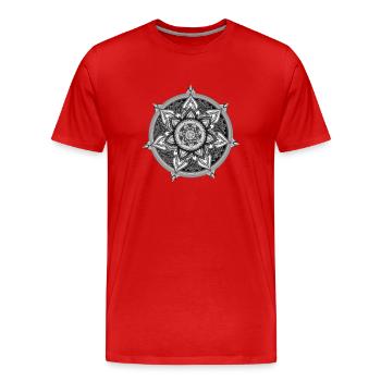 Innerer Kompass – Ruhige Symbolkunst - Männer Premium Bio T-Shirt - Rot - Vorne - Damien (186cm)