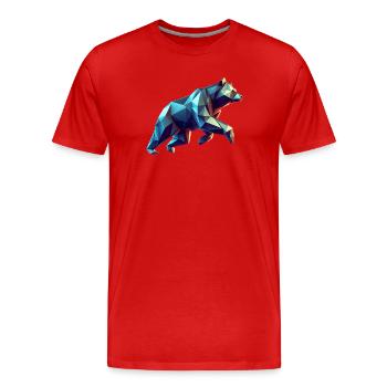 Geometrischer 3D-Origami-Bär - Männer Premium Bio T-Shirt - Rot - Vorne - Damien (186cm)