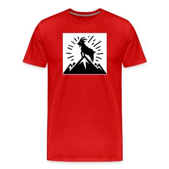Chèvre sur la montagne, dessinée en noir et blanc - T-shirt bio Premium Homme - rouge - Devant - Damien (186cm)