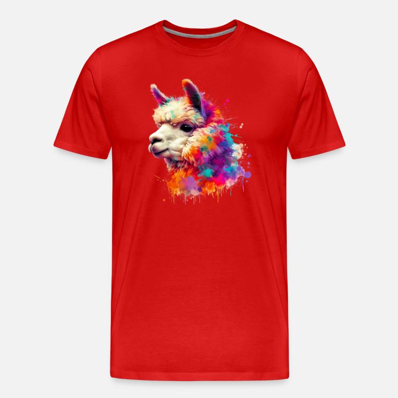 Alpaka - Männer Premium Bio T-Shirt - Rot