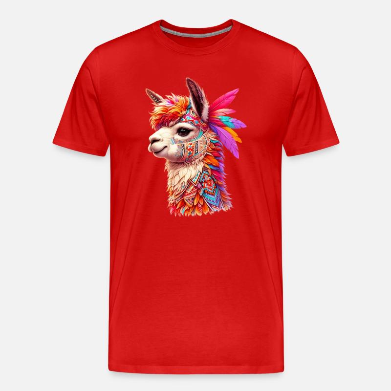 Alpaka - Männer Premium Bio T-Shirt - Rot