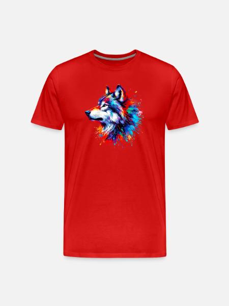 Wolf - Männer Premium Bio T-Shirt - Rot