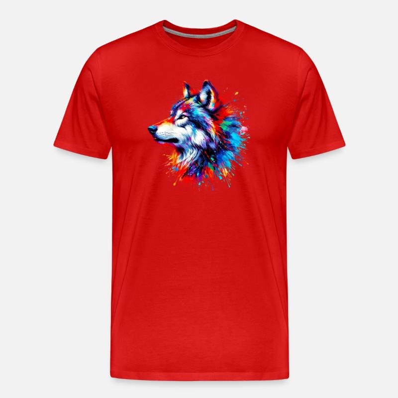 Wolf - Männer Premium Bio T-Shirt - Rot