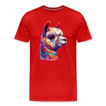 Alpaka - Männer Premium Bio T-Shirt - Rot - Vorne - Damien (186cm)