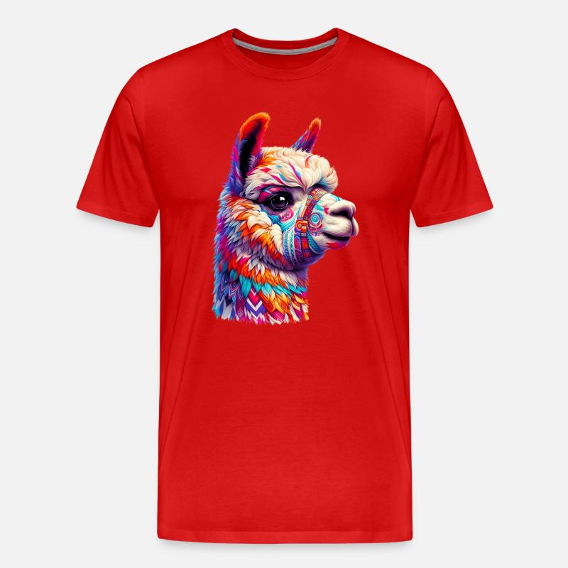 Alpaka - Männer Premium Bio T-Shirt - Rot